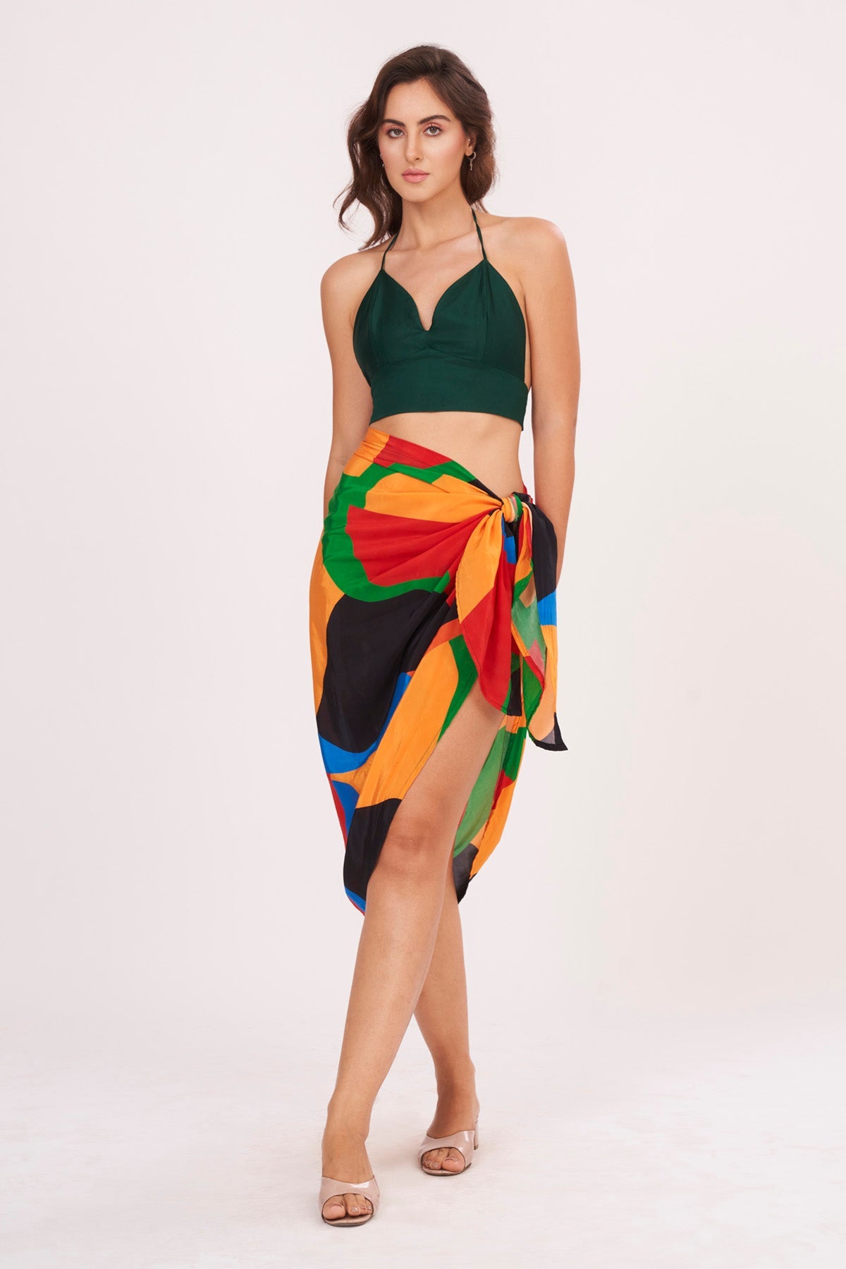 Buy Designer Green Top & Sarong Skirt Set for Women Online